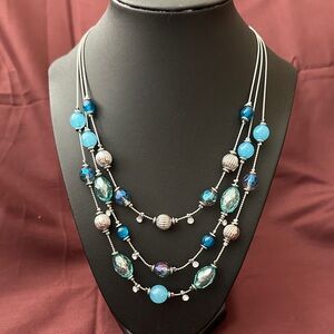 Charming Charlie Blue and Silver Multi-Strand Necklace